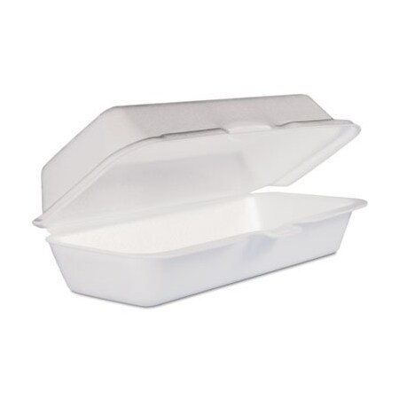 Dart FOAM HOT DOG CONTAINER/HINGED LID, 7-1/1 X3-4/5X2-3/10, WHITE, 4PK 72HT1